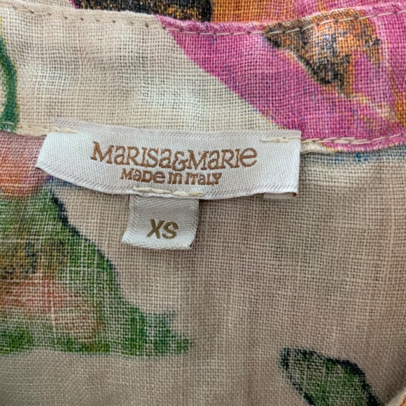 MARISA & MARIE 100% Linen Floral Shirt Dress with Belt MADE IN ITALY US Sz XS - Picture 6 of 11